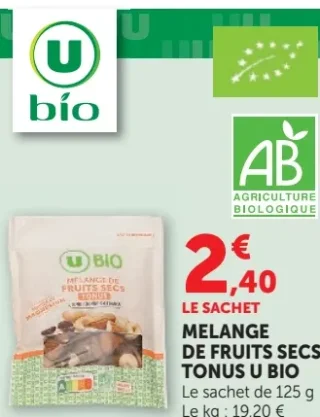 Mélange de fruits secs Tonus U Bio