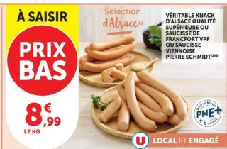Véritable Knack d'Alsace ou Saucisse de Francfort ou Saucisse Viennoise Pierre Schmidt