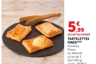Tartelettes Fines Pommes, Poires ou Abricots