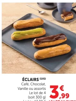 Éclairs Café, Chocolat, Vanille ou assortis