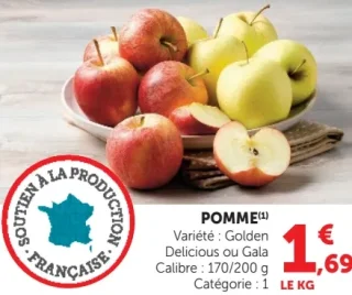 Pomme Variété : Golden Delicious ou Gala