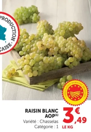 Raisin blanc AOP Variété : Chasselas