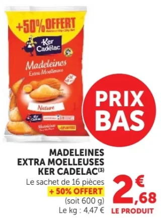 Madeleines Extra Moelleuses Ker Cadelac Nature