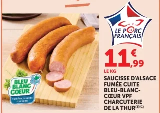 Saucisse d'Alsace Fumée Cuite Charcuterie de la Thur