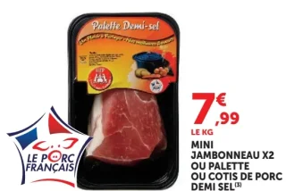 MINI JAMBONNEAU X2 OU PALETTE OU COTIS DE PORC DEMI SEL