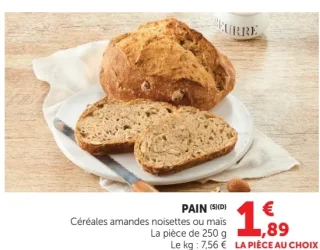 Pain Céréales amandes noisettes ou maïs