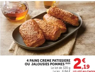 4 pains creme patissiere ou jalousies pommes