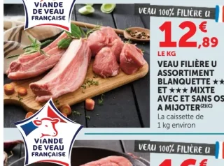 Veau Filière U Assortiment Blanquette et Mixte avec et sans os à mijoter