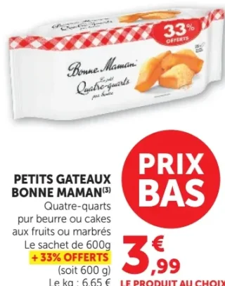 Petits Gateaux Bonne Maman Quatre-quarts pur beurre ou cakes aux fruits ou marbrés