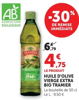 Huile d'olive vierge extra bio Tramier