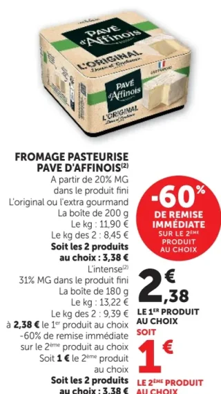 FROMAGE PASTEURISE PAVE D'AFFINOIS