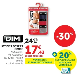 DIM Lot de 3 boxers homme Cotton Stretch
