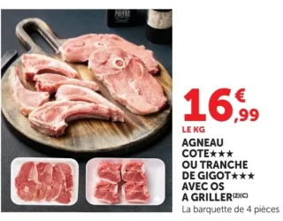AGNEAU COTE OU TRANCHE DE GIGOT AVEC OS A GRILLER