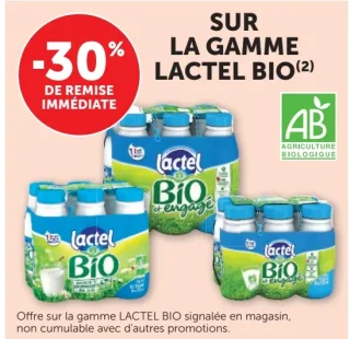 Lait demi-écrémé Lactel Bio et engagé