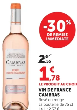 Vin de France Cambras Rosé ou Rouge