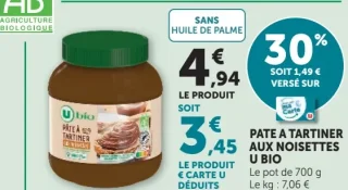 Pate a tartiner aux noisettes U Bio