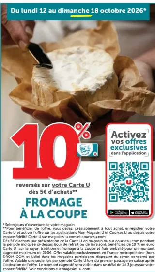 Fromage à la coupe - 10% reversés sur votre Carte U
