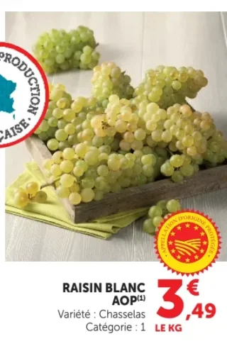 Raisin Blanc AOP (Variété: Chasselas)
