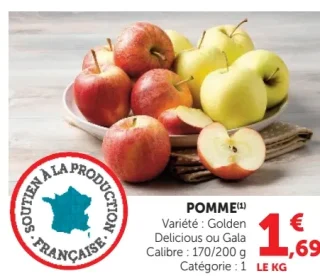 Pomme (Variété: Golden Delicious ou Gala)