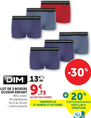 DIM Lot de 3 boxers Ecodim enfant