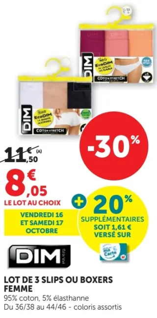 Lot de 3 slips ou boxers femme DIM