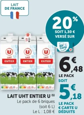 Lait UHT entier U