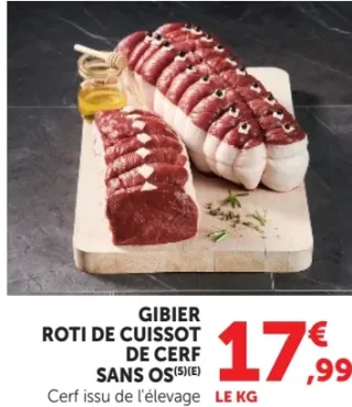 GIBIER ROTI DE CUISSOT DE CERF SANS OS