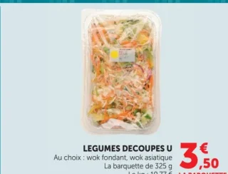 Légumes découpés U (wok fondant, wok asiatique)