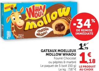 Gâteaux moelleux Mollow Whaou! Fourré Chocolat