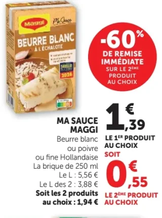 Ma Sauce Maggi Beurre blanc ou poivre ou fine Hollandaise