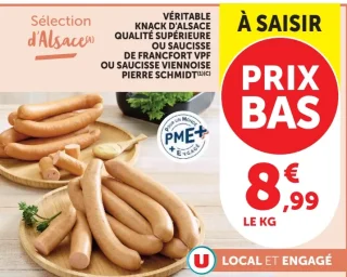Véritable Knack d'Alsace ou Saucisse de Francfort VPF ou Saucisse viennoise Pierre Schmidt