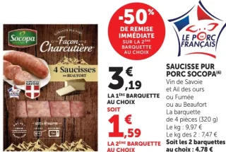 Saucisses pur porc Socopa