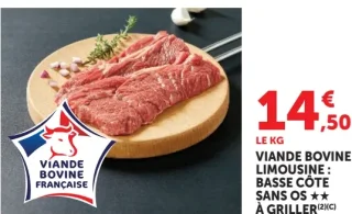 Viande Bovine Limousine : Basse Côte sans os à griller