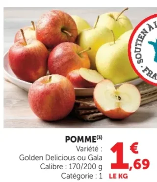 POMME Golden Delicious ou Gala