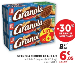 Granola Chocolat au Lait LU lot de 6