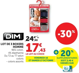 DIM LOT DE 3 BOXERS HOMME STRETCH