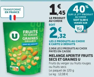 Melange aperitif fruits secs et graines U