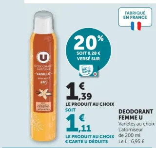 Déodorant Femme U Vanille