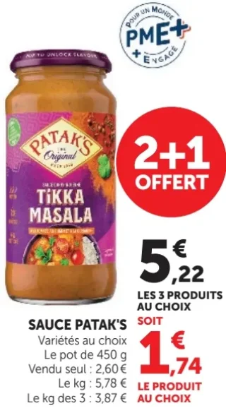 Sauce Patak's Tikka Masala Variétés au choix