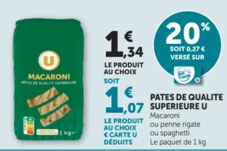 Pates de qualite superieure U Macaroni