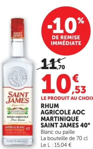 Rhum Agricole AOC Martinique Saint James 40°