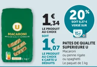 Pates de qualite superieure Macaroni U