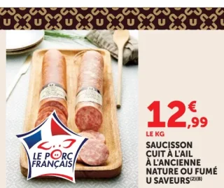 Saucisson Cuit à l'Ancienne Nature ou Fumé U Saveurs