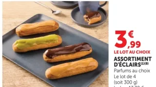 Assortiment d'éclairs parfums au choix