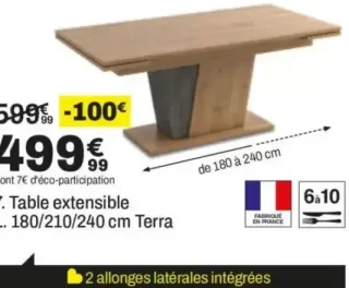 Table extensible L. 180/210/240 cm Terra