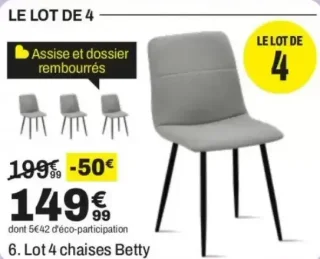 Lot 4 chaises Betty
