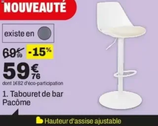 Tabouret de bar Pacôme