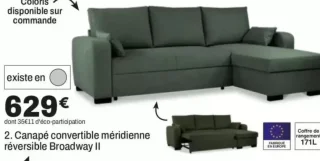 Canapé convertible méridienne réversible Broadway II