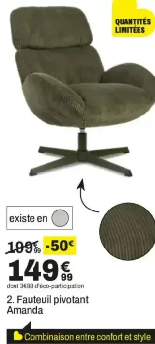 Fauteuil pivotant Amanda