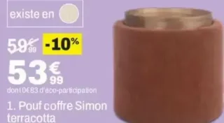 Pouf coffre Simon terracotta